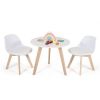 Modern Kids Activity Play Table and 2 Chairs Set with Beech Leg Cushion-White