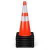 6 Pieces 28 Inch PVC Fluorescent Reflective Road Parking Cones