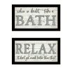 "Bath Relax" 2-Piece Vignette By Susie Boyer, Ready to Hang Framed Print, Black Frame