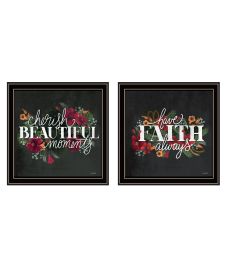"Cherish and Have Faith" 2-Piece Vignette by House Fenway, Ready to Hang Framed Print, Black Frame