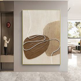 Handmade Oil Painting White and Beige Minimalist Wall Art Oversize Minimalist Painting on Canvas Neutral Textured Painting Brown Wall Decorative Paint (Style: 1, size: 60X90cm)