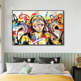 Hand Painted Oil Painting Abstract Portrait Wall Art Hand painted-Laughing Monkey Oil Paintings On Canvas-Hand Made Wall Graffiti-For Home Decoration (Style: 1, size: 90X120cm)