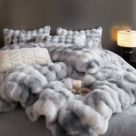 Fur Velvet Four-piece Set Fitted Sheet Set Bedding (Option: Blue And Gray-2m Flat Sheet 4pcs Set)