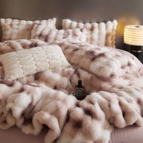 Fur Velvet Four-piece Set Fitted Sheet Set Bedding (Option: Apricot-2m Flat Sheet 4pcs Set)